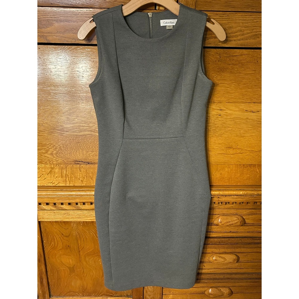 Calvin Klein Corporate Chic Gray Sleeveless Sheath Dress Professional Workwear